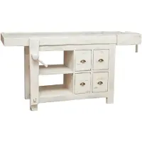 Dripio Werkbank van massief lindehout, 184x74x92 cm, antiekwit afgewerkt