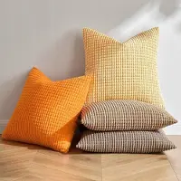 No-name 4x Sierkussenhoezen Corduroy 45x45 cm Decoratief Zacht Oranje
