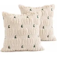 VHV - Herfstkussenslopen - 45x45 cm - 2Stuck Kussensloop -Feest Decoratie -Kussenslopen met rits - Voor bank, bed, sofa, stoel, Thanksgiving,Halloween - Geen Kussenkern -Beige