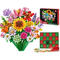 Dripio Adventskalender 2026, 24 bloemenbouwsets, kunstplantenset