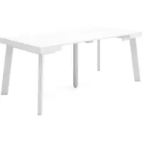 Dripio Uittrekbare console tafel, 180 cm, wit, geschikt voor 8 personen, met houten poten