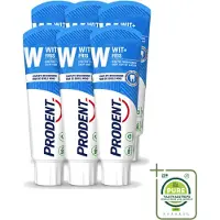 Prodent 6 x – Tandpasta – Wit + Fris – Complete Bescherming – 75 ml - Grootverpakking - Vaatwasstrips - Tandpasta - Glazuur Bescherming - Vlekverwijdering - Wittere Tanden - Mondverzorging