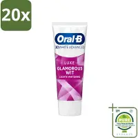 Oral-B 20 x - 3D White Advanced – Tandpasta – Luxe – Glamorous White – 75 ml - Grootverpakking - Vaatwasstrips - Tandpasta - Witte Tandpasta - Glimlach - Verkleuring - Vlekken