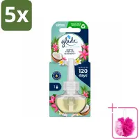 Glade 5 x - Navulling Elektrische Olie - Exotic Tropical Blossoms - Zonder Houder - Bulkverpakking - Tropische geur - Douchemop - Monoi olie