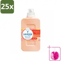 Seepje 25 x - Wasverzachter - Verzorgt en Verfrist - Sandelhout en Perzik - 30 Wasbeurten - 750 ml - Bulkverpakking - Wasverzachter - Douchemop - Natuurlijke wasverzachter