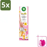 Air Wick 5 x - Geurstokjes - Delicate Frangipani Bloemen - Essentiële Oliën - 40 ml - Bulkverpakking - Geurstokjes - Douchemop - Frangipani