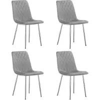 Leobert TURIN Eetkamerstoelen – Set van 4 – Grijs Velvet – Metalen Poten – Comfortabele Ergonomische Zitting – Modern Design – Velvet Stoel voor Woonkamer, Keuken en Eetkamer – Max. 110 kg per Stoel