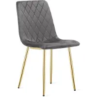 Leobert TURIN Eetkamerstoel – Grijs Velvet – Goudkleurige Metalen Poten – Comfortabele Ergonomische Zitting – Modern Design – Velvet Stoel voor Woonkamer, Keuken en Eetkamer – Max. 110 kg