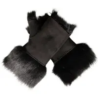 Infinity Leather Womens Shearling Wanten Vingerloze manchetten Toscana Suède Schapenvacht Bont