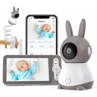 IeGeek Babyfoon met Camera en Groot 5 Inch HD Baby Monitor - met Slimme Functies - Nachtzicht - Baby Camera - Inclusief Flexibele Houder