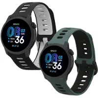 Kwmobile 2x horlogebandjes geschikt voor COROS PACE 4 / PACE 3 / APEX 4 / APEX Pro bandje - Smartwatch bandjes van TPU - Activity tracker horloge band in zwart / grijs / donkergroen / zwart