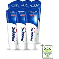 Prodent 6 x – Tandpasta – White System – Natuurlijk Witmakend – 75 ml - Grootverpakking - Vaatwasstrips - Witte Tanden - Tandenpoets - Glazuur - Fluoride - Tandenborstel