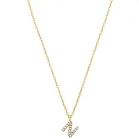 Lucardi Dames Zilveren goldplated ketting met hanger letter met zirkonia voor dames - Ketting - 925 Zilver - Goudkleurig - 45 cm