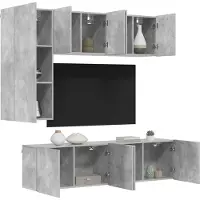 Syfax 5-delige Tv-wandmeubelset bewerkt hout betongrijs