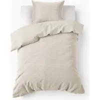 Sleeptime Teddy dekbedovertrek Check - Onderkant microvezel - crème - 140x220