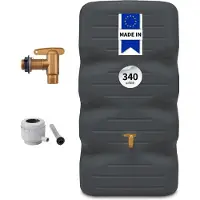 Markenlos Regenwateropvangset van 340 liter, in grafietgrijs, ideaal voor wateropslag en tuinonderhoud
