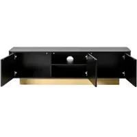 MODFU - TV-Meubel - Afgeronde Hoeken En Kabeldoorvoer - Modern - Woonkamer - MDF En Spaanplaat - Zwart - 170 X 40,5 X 47 Cm