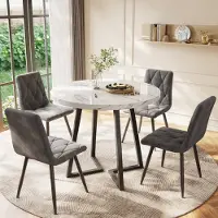 Merkloos Moderne Ronde Eettafel met Marmerpatroon
