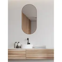 Wiesbaden Nomi Spiegel 50x100cm Ovaal Met Spiegelverwarming - Geborsteld Brons Koper - Aluminium - Ovaal - Spiegels, Badkamerspiegels - 8720847407412