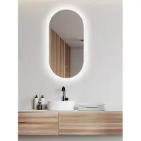 Wiesbaden Lumia Spiegel Ovaal 50x100cm Indirecte LED Met Spiegelverwarming - Glas - Ovaal - Spiegels, Badkamerspiegels - 8720847402479