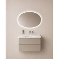 Wiesbaden Oliva Spiegel 120x70cm Ovaal LED Verlichting Met Spiegelverwarming - Glas - Ovaal - Spiegels, Badkamerspiegels - 8721214114629
