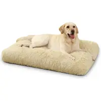 Merkloos Wasbaar hondenbed - Pluche stof, 90 x 60 cm - Antislip basis, geschikt voor grote en middelgrote honden