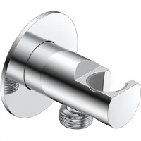 BLUE LABEL Brondby Wandhouder Met Uitlaat - Chroom - Messing - Kranen, Douchekranen, Douchekophouders & Uitlaten - 8711802008195 - Kranen, Douchekranen, Douchekophouders & uitlaten