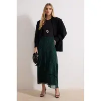 Trendyol Modest Dames Groen Dierenprint Maxi Uitlopend rok A-lijn Modest Rokken