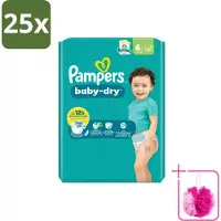 Pampers 25 x – Luiers – Baby Dry Maat 6 – 22 Luiers - Bulkverpakking - Baby luier - Douchemop - Droge luier
