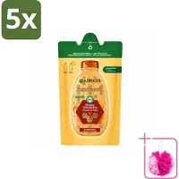 Garnier 5 x - Loving Blends - Shampoo Refill - Honing Goud - Beschadigd & Breekbaar Haar - 250 ml - Bulkverpakking - Honing shampoo - Douchemop - Haar herstellen