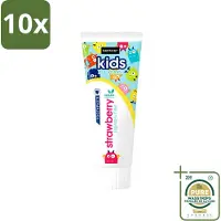 Sence 10 x - Kids 3-8 Jaar - Tandpasta - Aardbei Smaak - Vegan - 75 ml - Wasstrips - Tandpasta Voor Kinderen - Kindertandpasta - Aardbei Tandpasta - Vegan Tandpasta - Tandenpoetsen Voor Kinderen