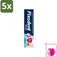 Fixodent 5 x Plus – Kleefcrème – Food Barrier – Frisse Smaak – 40 g - Bulkverpakking - Kleefpasta kunstgebit - Douchemop - Voedselbarrière kunstgebit