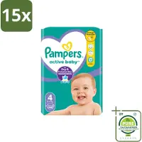 Pampers 15 x – Luiers – Active Baby Maat 4 – 46 Luiers - Grootverpakking - Vaatwasstrips - Baby Luier - Baby Droog - Baby Luchtdoorlatend - Baby Comfort - Baby Nacht
