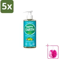 Happy Earth 5 x – Handzeep – 100% Natuurlijk Cedar Lime – 300 ml - Bulkverpakking - Natuurlijke handzeep - Douchemop - Vegan handzeep