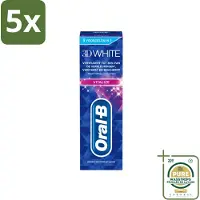 Oral-B 5 x - 3D White Vitalize - Tandpasta - Whitening - 75 ml - Wasstrips - Tandpasta Whitening - Tanden Versterken - Glazuur Beschermen - Tanden Reinigen - Mondgezondheid