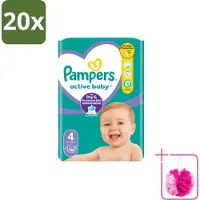 Pampers 20 x – Luiers – Active Baby Maat 4 – 46 Luiers - Bulkverpakking - Baby luier - Douchemop - Baby droog