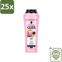GLISS 25 x - Shampoo - Liquid Silk - Voor Glanzend en Zijdezacht Haar - 250 ml - Wasstrips - Haarverzorging - Glansshampoo - Zijdezacht Haar - Lichtgewicht Shampoo - Siliconenvrije Shampoo