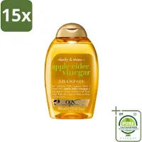 OGX 15 x - Apple Cider Vinegar - Shampoo - Clarify + Shine - 385 ml - Grootverpakking - Vaatwasstrips - Haartype - Glans - Zuiveren - Fris - Schone Hoofdhuid