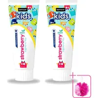 Sence 2 x - Kids 3-8 Jaar - Tandpasta - Aardbei Smaak - Vegan - 75 ml - Bulkverpakking - Tandpasta voor kinderen - Douchemop - Kindertandpasta