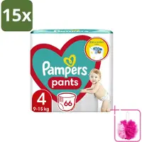 Pampers 15 x – Luierbroekjes – Pants Maat 4 – 66 Luiers - Bulkverpakking - Luier broekje - Douchemop - Luier voor baby