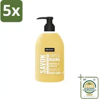 Sence 5 x - La Maison Du Savon De Marseille - Handzeep - Vanille - Hygiënisch - 500 ml - Wasstrips - Savon De Marseille - Handzeep - Vanille - Hygiëne - Reiniging
