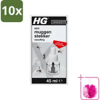 Hg 10 x X - Muggenstekker Navulling - Continue Bestrijding - 54 Nachten - 45 ml - Bulkverpakking - Muggenstekker navulling - Douchemop - Muggen doodt
