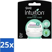 Wilkinson 25 x – Scheermesjes – Intuition Dry Skin Sensitive Care – 3 Scheermesjes - Voordeelverpakking - 25 stuks