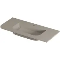 Saqu Olivo wastafel keramiek half afgerond links met 1 kraangat 100x45x1,7cm mat beige zand