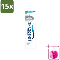 Sensodyne 15 x - Tandpasta - Gentle Whitening - Milde Reiniging - 75 ml - Bulkverpakking - Gevoelige tanden - Douchemop - Tandpasta