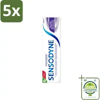 Sensodyne 5 x - Tandpasta - Gum Protection - Tandvleesverzorging - 75 ml - Grootverpakking - Vaatwasstrips - Gevoelige Tanden - Tandvleesbescherming - Tandpasta - Fluoride - Tandplak