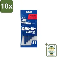 Gillette 10 x - Blue II - Wegwerpscheermesjes - Precisie & Comfort - 5 Scheermesjes - Wasstrips - Scheermesje - Wegwerpscheermesje - Blue Ii - Scheerresultaat - Scherpe Mesjes