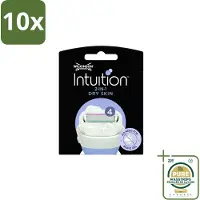 Wilkinson 10 x – Scheermesjes – Intuition Dry Skin Coconut Milk & Almond Oil – 3 Scheermesjes - Wasstrips - Scheermesjes - Droge Huid - Kokosmelk - Amandelolie - Huidverzorging