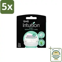 Wilkinson 5 x – Scheermesjes – Intuition Dry Skin Sensitive Care – 3 Scheermesjes - Wasstrips - Gevoelige Huid - Aloe Vera - Vitamine E - Scheermesjes - Scheerbeurt
