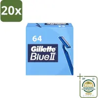 Gillette 20 x - Blue 2 - Wegwerpscheermesjes - Duurzaam en comfortabel - 64 Scheermesjes - Wasstrips - Scheermesjes - Wegwerpscheermesjes - Blue Ii - Scheerbeurt - Duurzaam